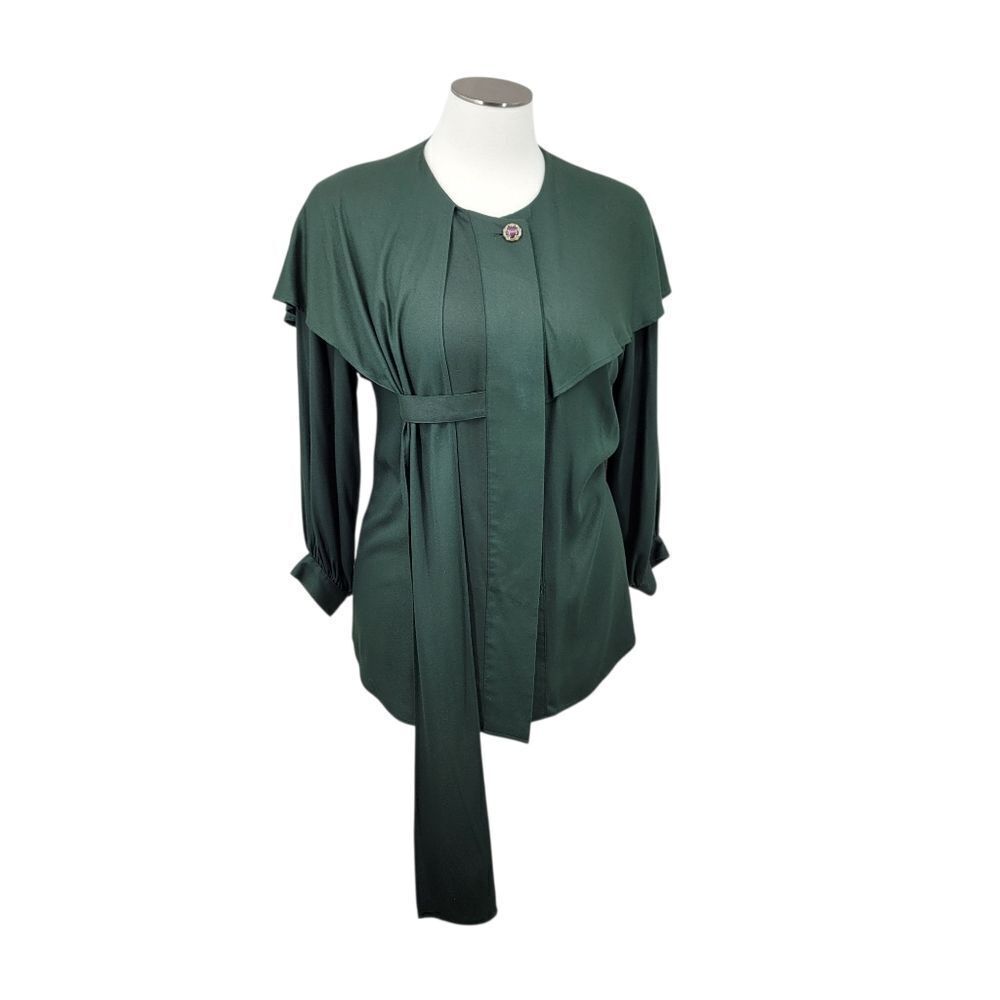 Christie of California Vintage Dark Green Capelet Blouse Renaissance Fairycore